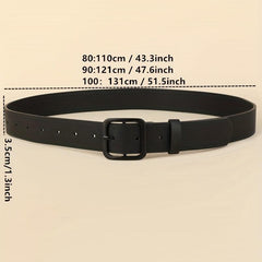Men's Casual Square Buckle Black Belt