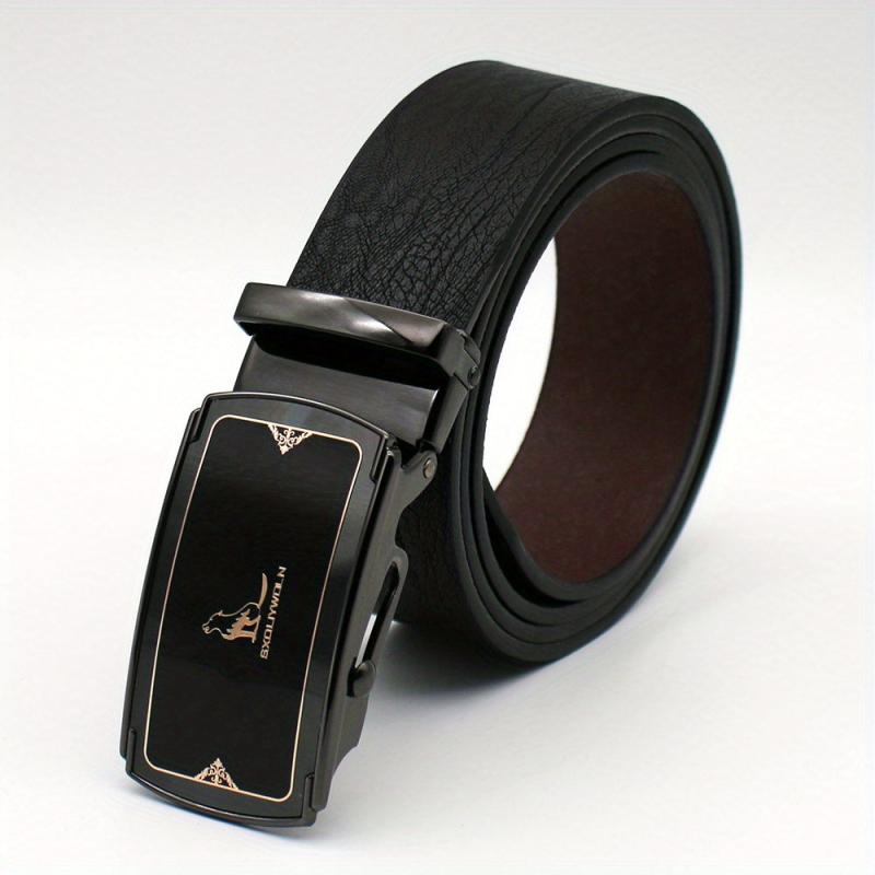 Men's Vintage Business Leather Belt with Scroll Buckle