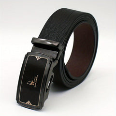 Men's Vintage Business Leather Belt with Scroll Buckle