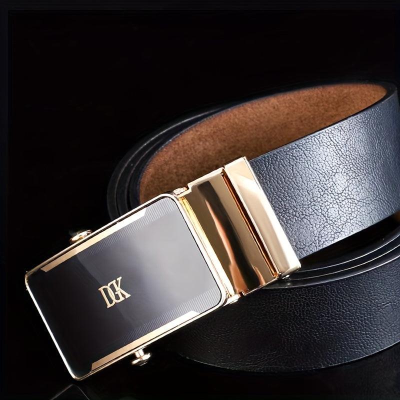 Men's Vintage Business Leather Belt with Scroll Buckle