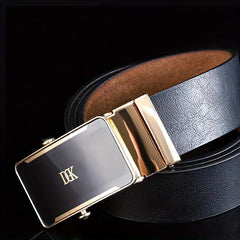 Men's Vintage Business Leather Belt with Scroll Buckle