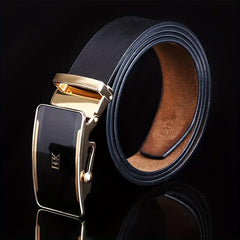 Men's Vintage Business Leather Belt with Scroll Buckle