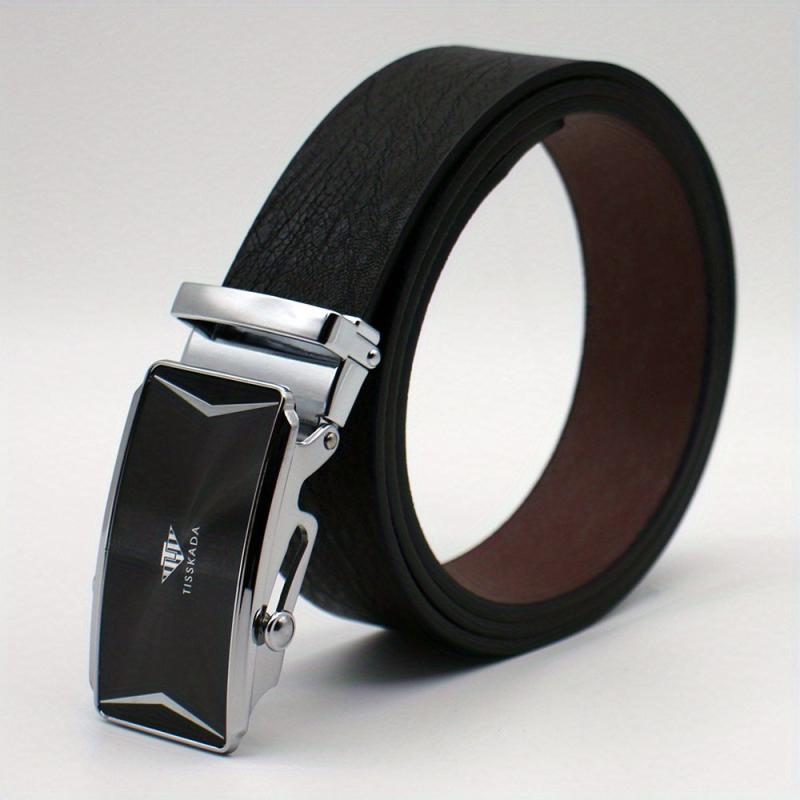Men's Vintage Business Leather Belt with Scroll Buckle