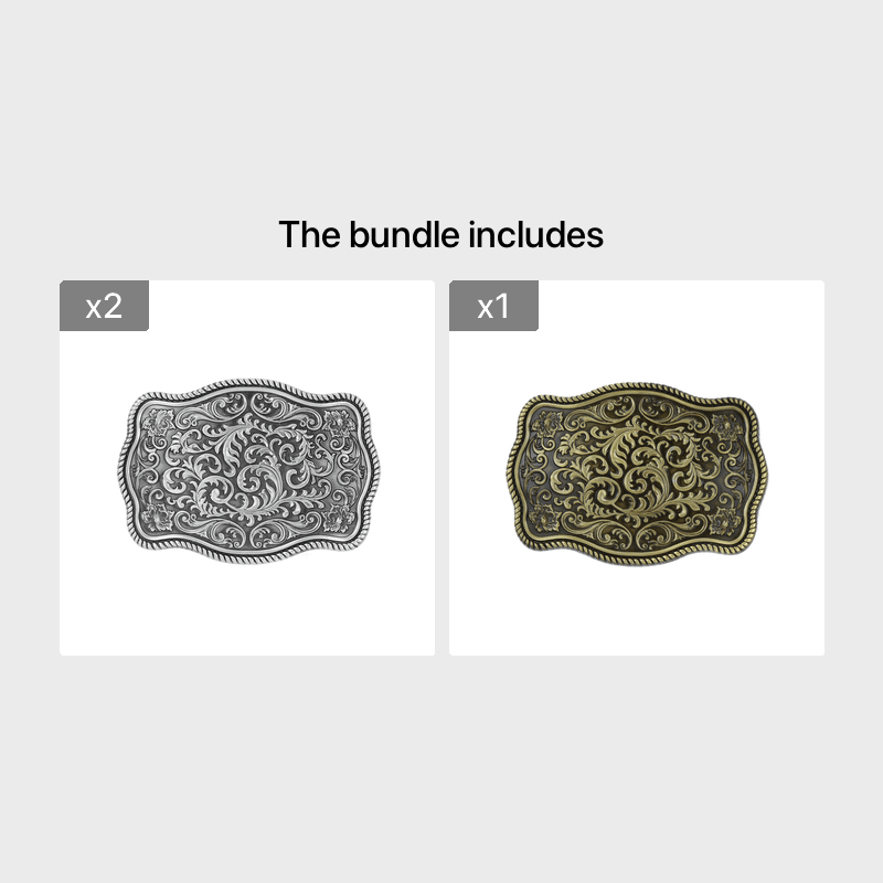 Leisure Western Denim Men's Belt Flower Buckle