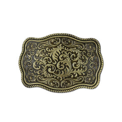 Leisure Western Denim Men's Belt Flower Buckle