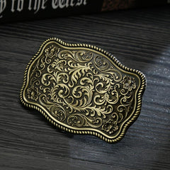 Leisure Western Denim Men's Belt Flower Buckle