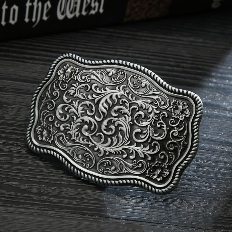 Leisure Western Denim Men's Belt Flower Buckle