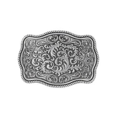 Leisure Western Denim Men's Belt Flower Buckle