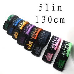 Flame Belt Fire Pattern Canvas Leather Colorful Hip Hop Hell