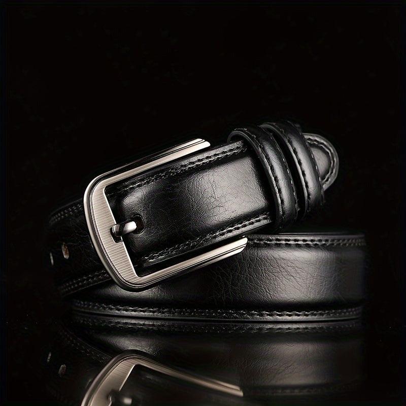 Men's Leather Belt with Alloy Pin Buckle