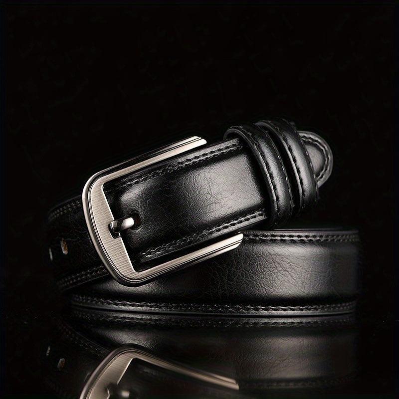 Men's Leather Belt with Alloy Pin Buckle