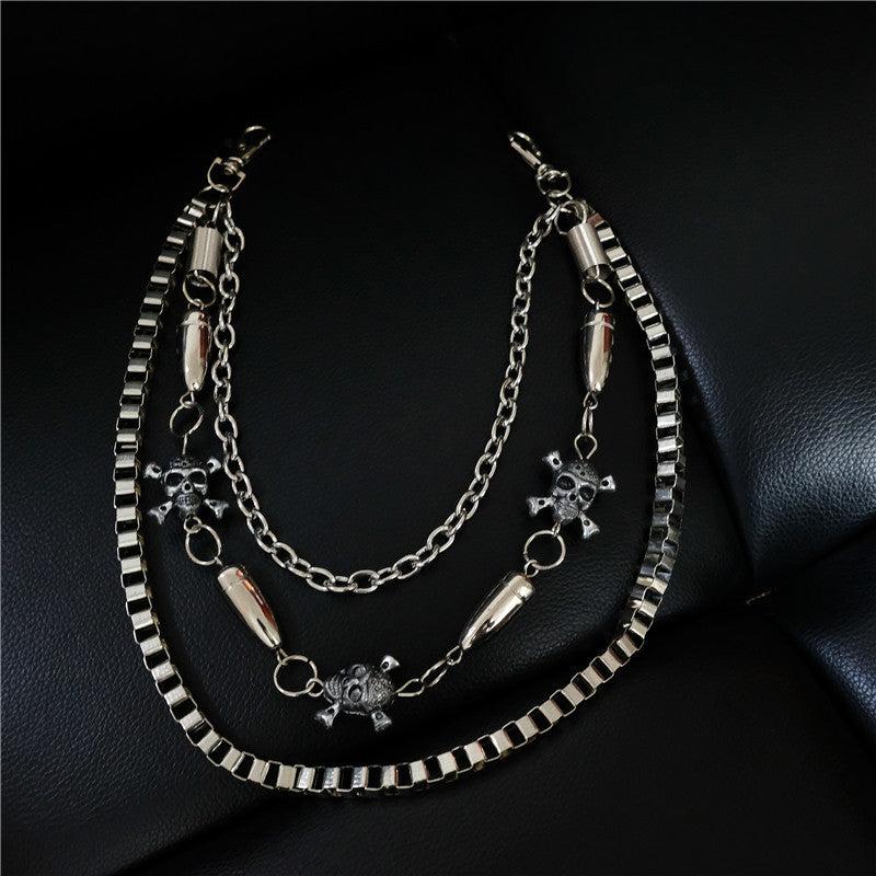 Double Layer Skull Metal Waist Chain Hip Hop Pant Chain