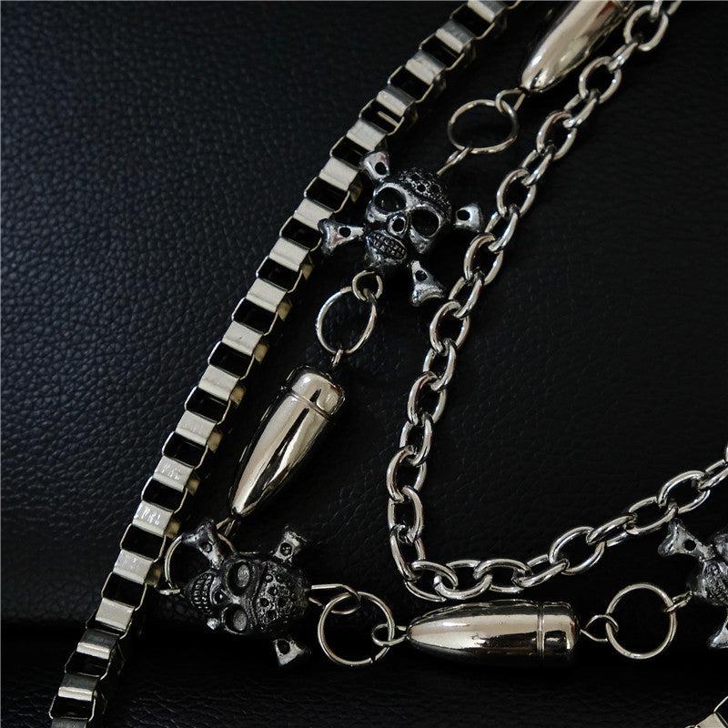 Double Layer Skull Metal Waist Chain Hip Hop Pant Chain