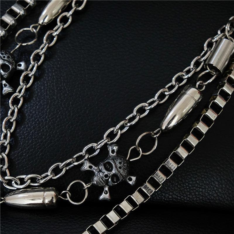Double Layer Skull Metal Waist Chain Hip Hop Pant Chain