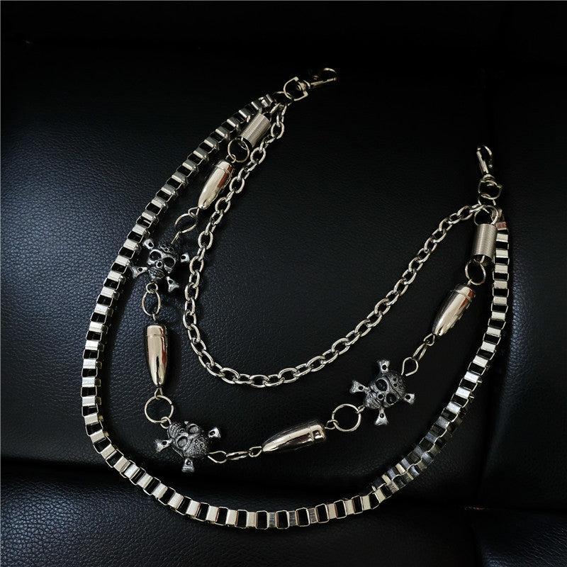 Double Layer Skull Metal Waist Chain Hip Hop Pant Chain