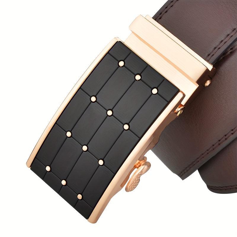 Men's Leather Belt Gypsophila Shape Business Men's Automatic Buckle Belt
