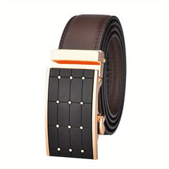 Men's Leather Belt Gypsophila Shape Business Men's Automatic Buckle Belt