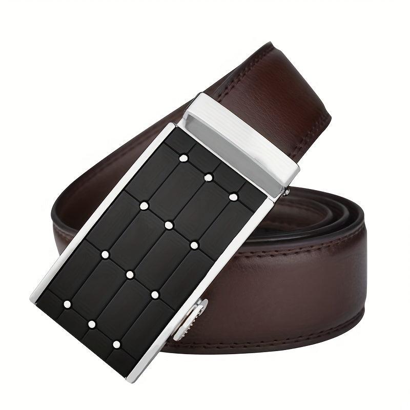 Men's Leather Belt Gypsophila Shape Business Men's Automatic Buckle Belt