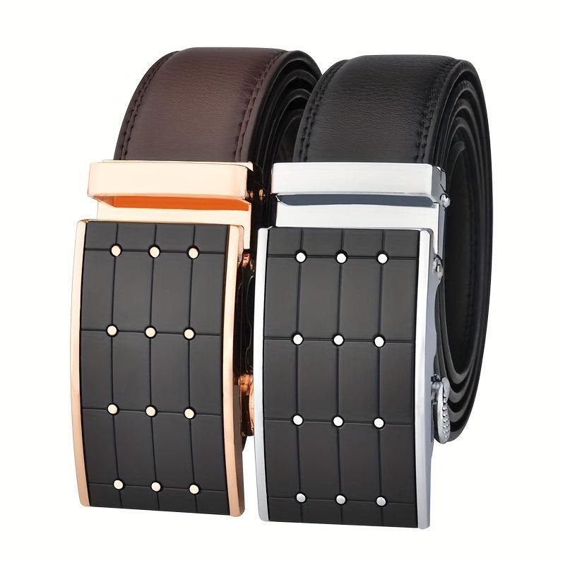 Men's Leather Belt Gypsophila Shape Business Men's Automatic Buckle Belt