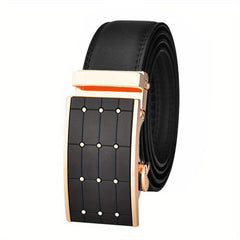 Men's Leather Belt Gypsophila Shape Business Men's Automatic Buckle Belt