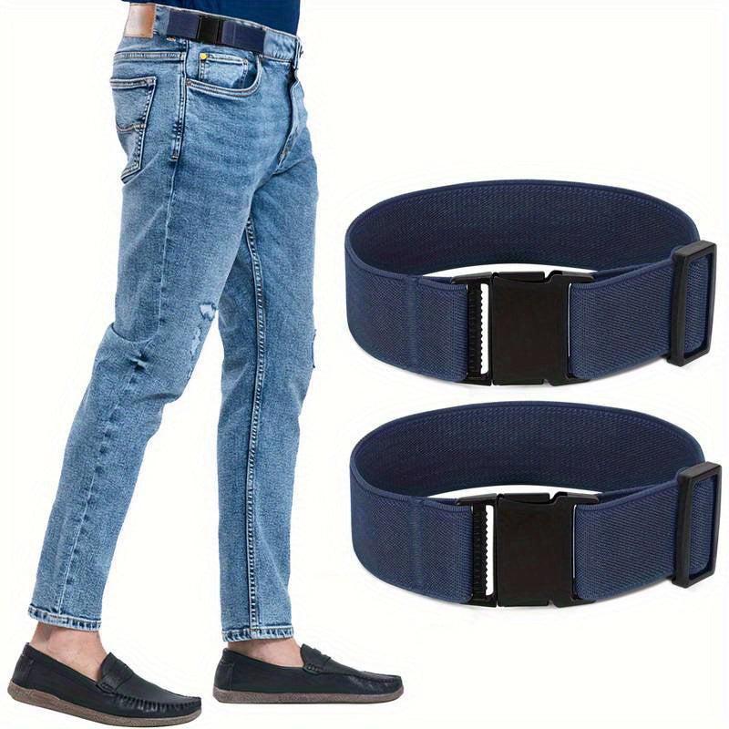 2-Pack Men's Flat Buckle Elastic Belts