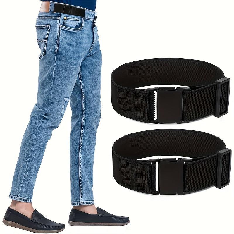 2-Pack Men's Flat Buckle Elastic Belts