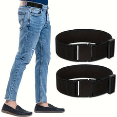 2-Pack Men's Flat Buckle Elastic Belts