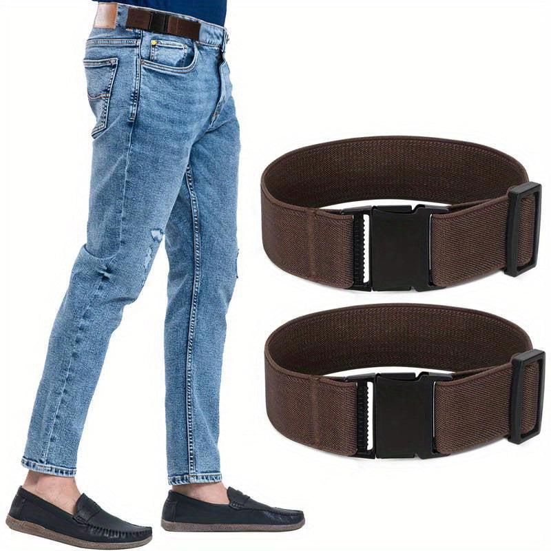 2-Pack Men's Flat Buckle Elastic Belts