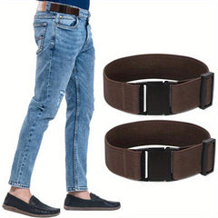 2-Pack Men's Flat Buckle Elastic Belts