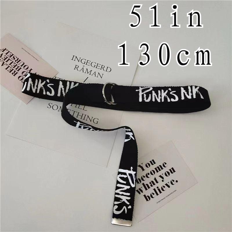 Men's Letter Graphic Tape Belt Double D Ring Buckle