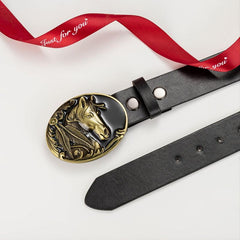 Casual Men Belt with Horse Head Button
