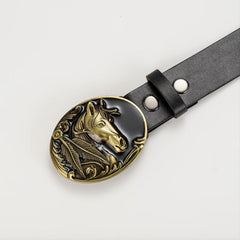 Casual Men Belt with Horse Head Button