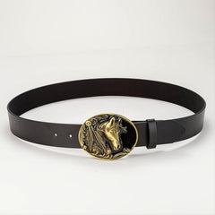 Casual Men Belt with Horse Head Button