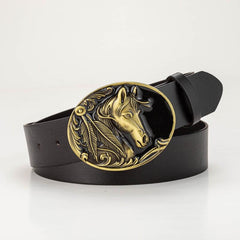Casual Men Belt with Horse Head Button