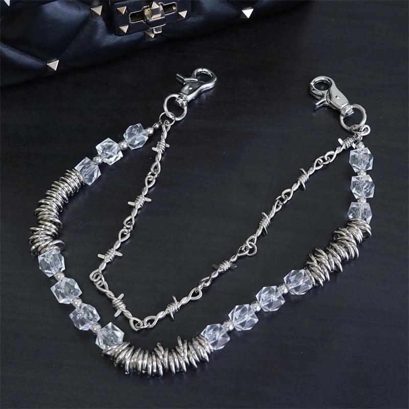 Retro Thorns Special Shaped Pearl Bag Chain Punk Double Trouser Chain