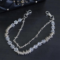Retro Thorns Special Shaped Pearl Bag Chain Punk Double Trouser Chain