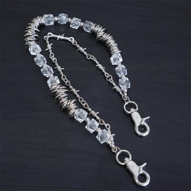 Retro Thorns Special Shaped Pearl Bag Chain Punk Double Trouser Chain