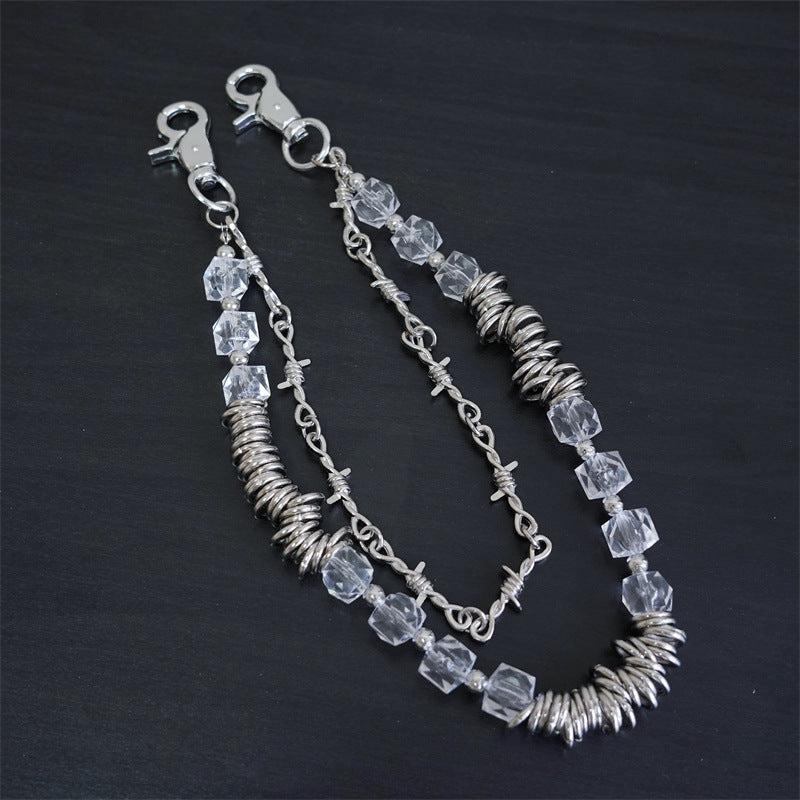 Retro Thorns Special Shaped Pearl Bag Chain Punk Double Trouser Chain