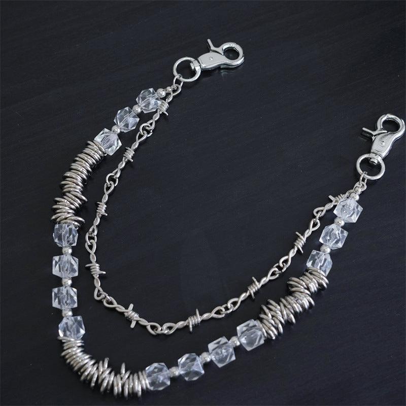 Retro Thorns Special Shaped Pearl Bag Chain Punk Double Trouser Chain