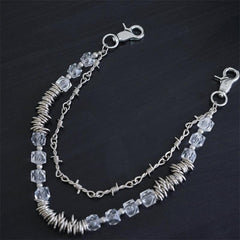 Retro Thorns Special Shaped Pearl Bag Chain Punk Double Trouser Chain