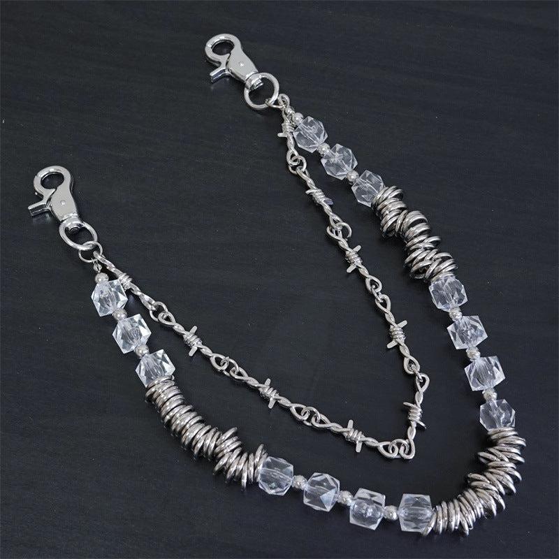 Retro Thorns Special Shaped Pearl Bag Chain Punk Double Trouser Chain
