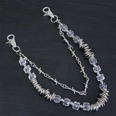 Retro Thorns Special Shaped Pearl Bag Chain Punk Double Trouser Chain