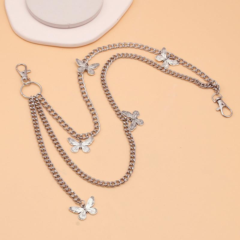 Silver Punk Butterfly Waist Chain Belt