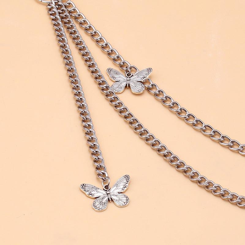 Silver Punk Butterfly Waist Chain Belt