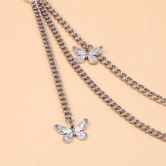 Silver Punk Butterfly Waist Chain Belt