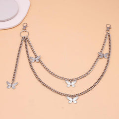 Silver Punk Butterfly Waist Chain Belt