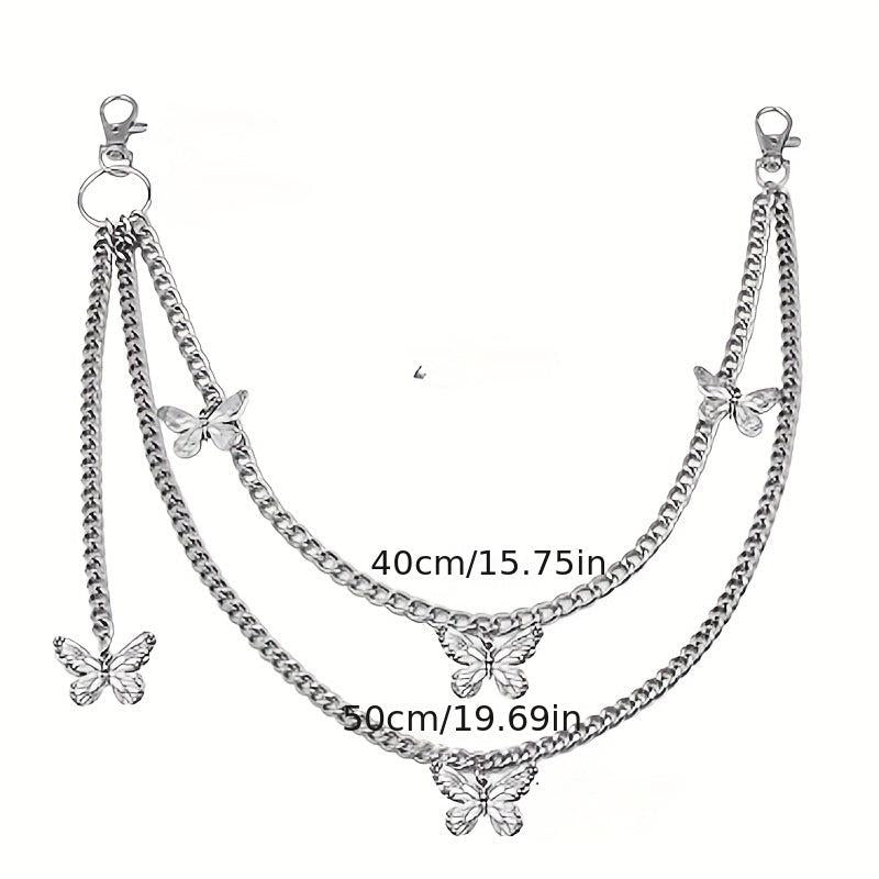 Silver Punk Butterfly Waist Chain Belt