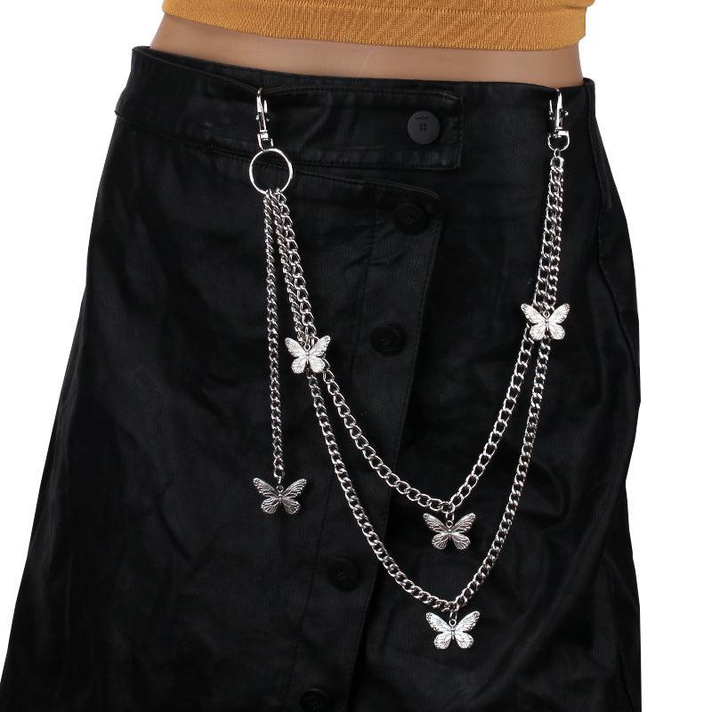 Silver Punk Butterfly Waist Chain Belt