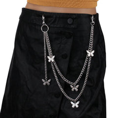 Silver Punk Butterfly Waist Chain Belt