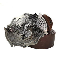 Flying Eagle Animal Silver Belt Buckle For Men With Leather Belt